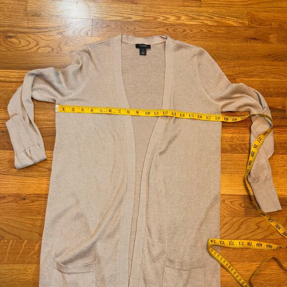 Halogen Womens XS Tan Beige Linen Open Front Long Sleeve Cardigan Corporatecore - Picture 4 of 11